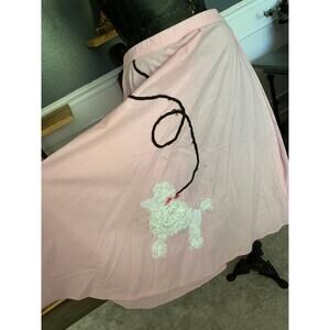 1990s Pink Long Skirt with White Poodle, Waist Band, Summer, Outfit, Dogs Lover